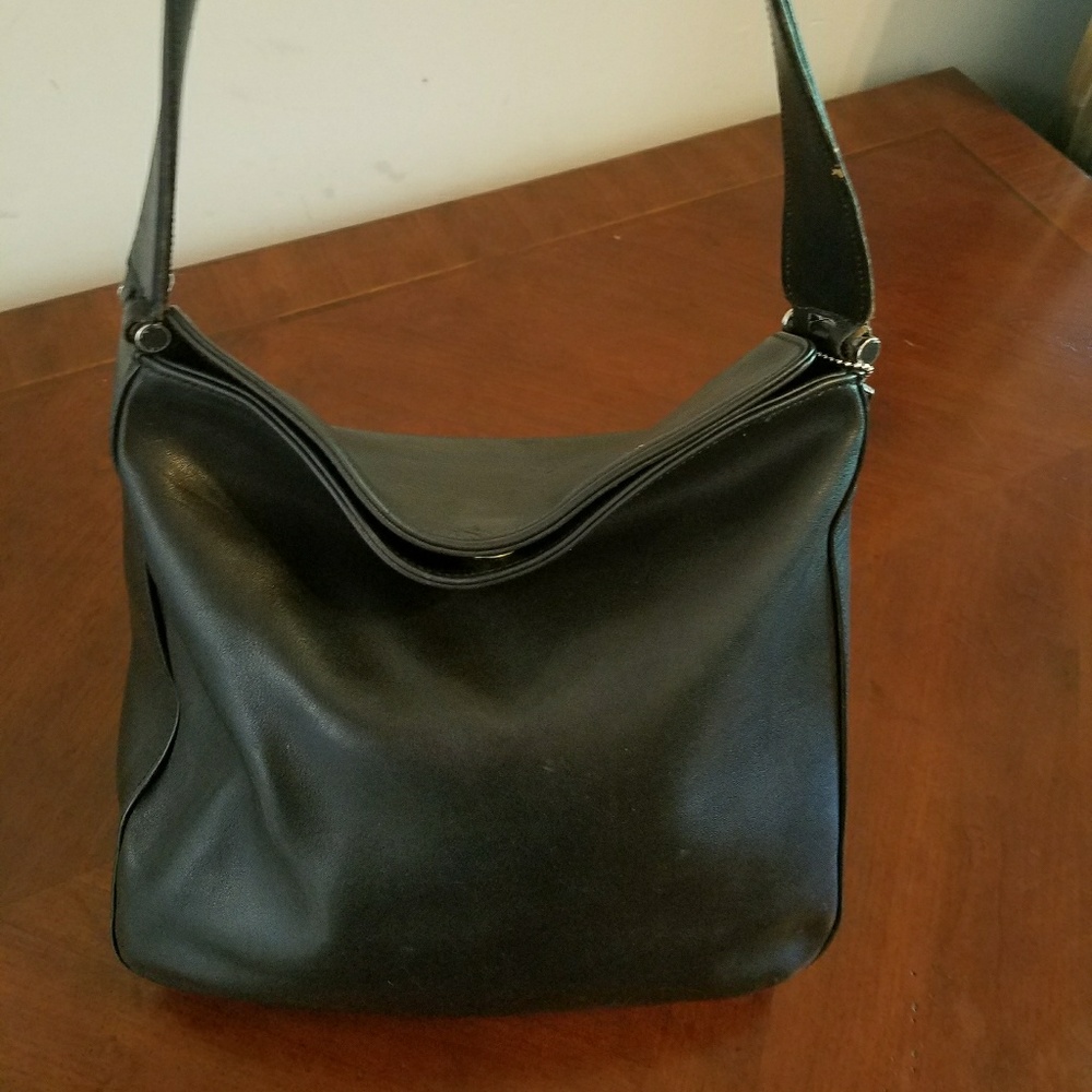 Authentic Black Leather Coach Bag